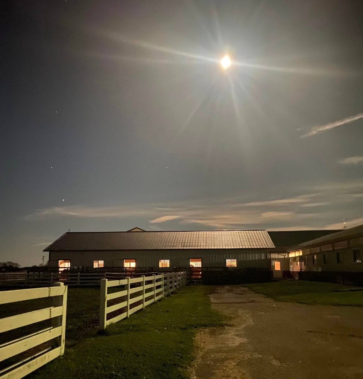 Barn under moonlight